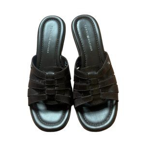 Tommy Hilfiger Merry Brown Slip On Wedge Heeled Sandals - size 8.5